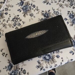 Elegant Black Leather Women's Clutch